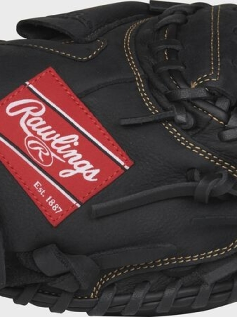 Rawlings Black Baseball Glove with Red Logo Patch